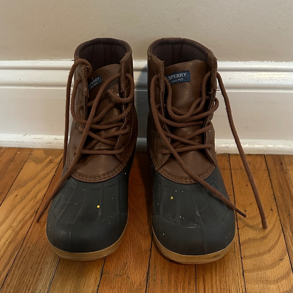 Sperry Brown and Black Waterproof Boots, size 5